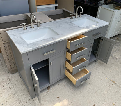 [CLEARANCE] Water Creation Madison Cashmere Grey 60" Bathroom Vanity [BASE ONLY]