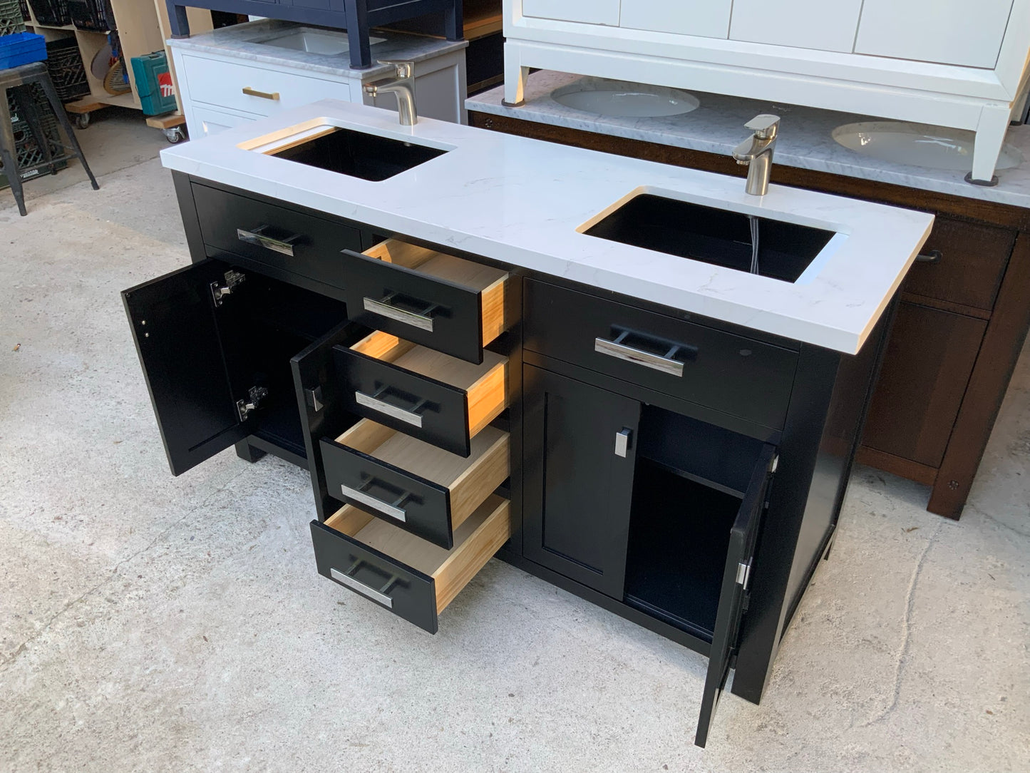 [CLEARANCE] Water Creation Madison Espresso Black 60" Bathroom Vanity [BASE ONLY]
