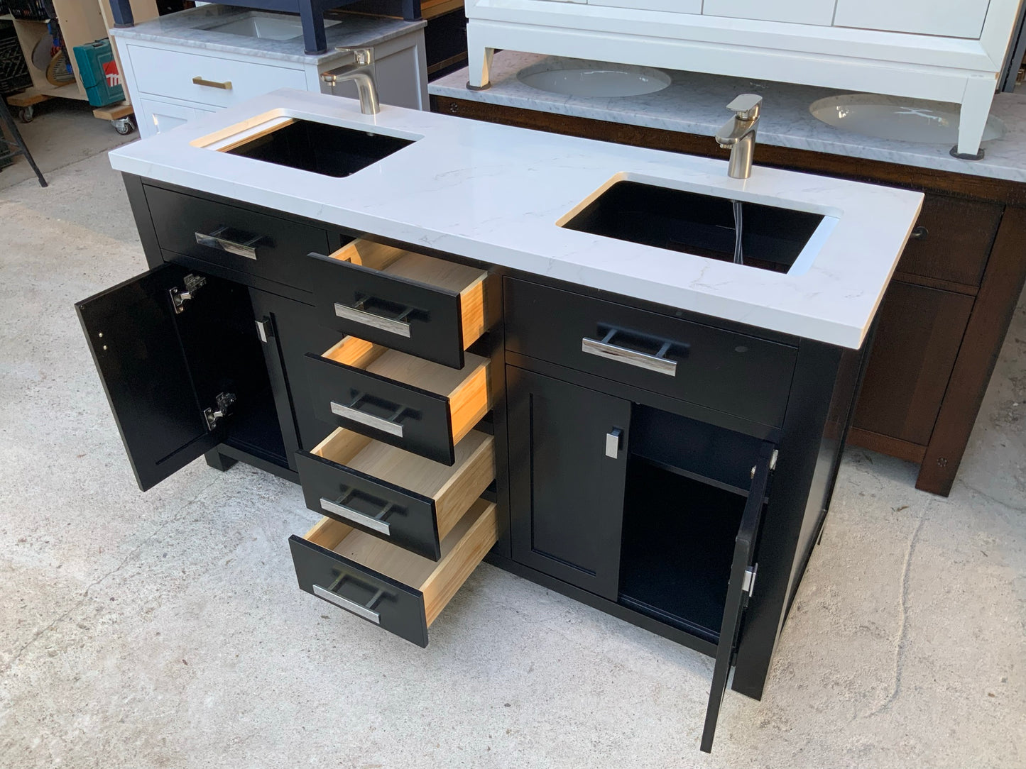 [CLEARANCE] Water Creation Madison Espresso Black 60" Bathroom Vanity [BASE ONLY]