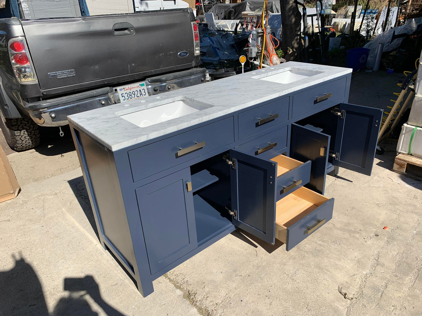 [CLEARANCE] Water Creation Madison Monarch Blue 72” Bathroom Vanity [BASE ONLY]