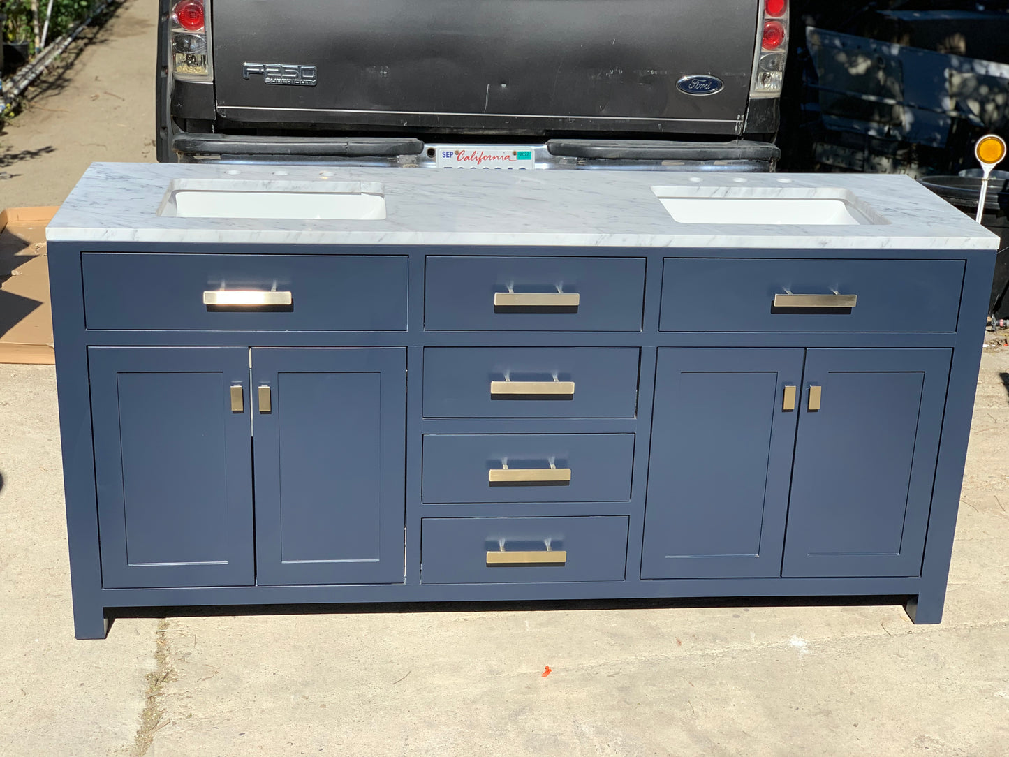 [CLEARANCE] Water Creation Madison Monarch Blue 72” Bathroom Vanity [BASE ONLY]