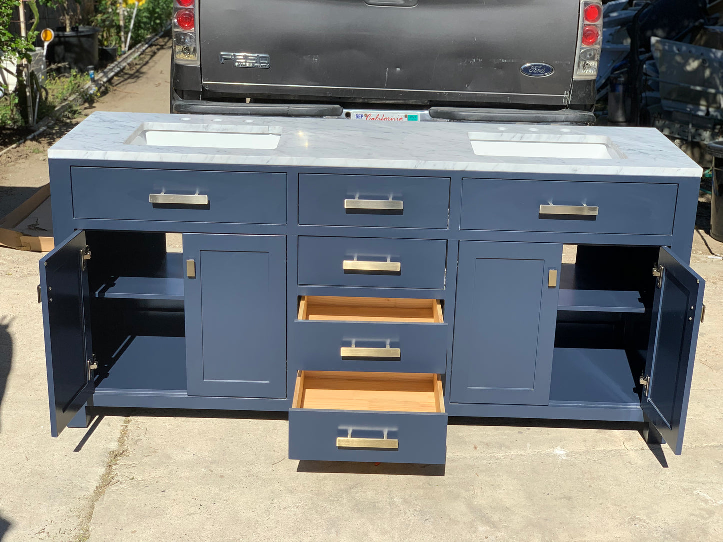 [CLEARANCE] Water Creation Madison Monarch Blue 72” Bathroom Vanity [BASE ONLY]