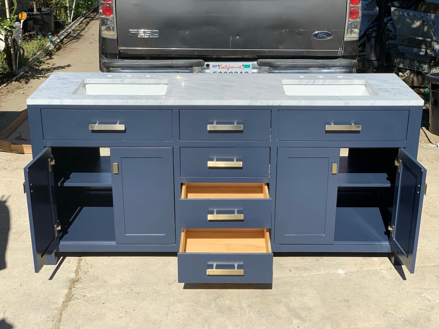 [CLEARANCE] Water Creation Madison Monarch Blue 72” Bathroom Vanity [BASE ONLY]