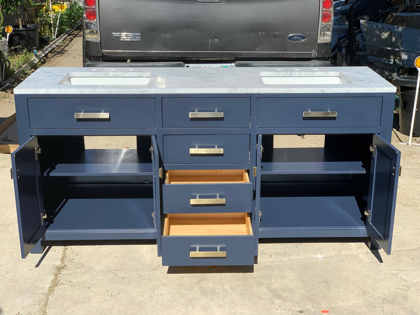 [CLEARANCE] Water Creation Madison Monarch Blue 72” Bathroom Vanity [BASE ONLY]