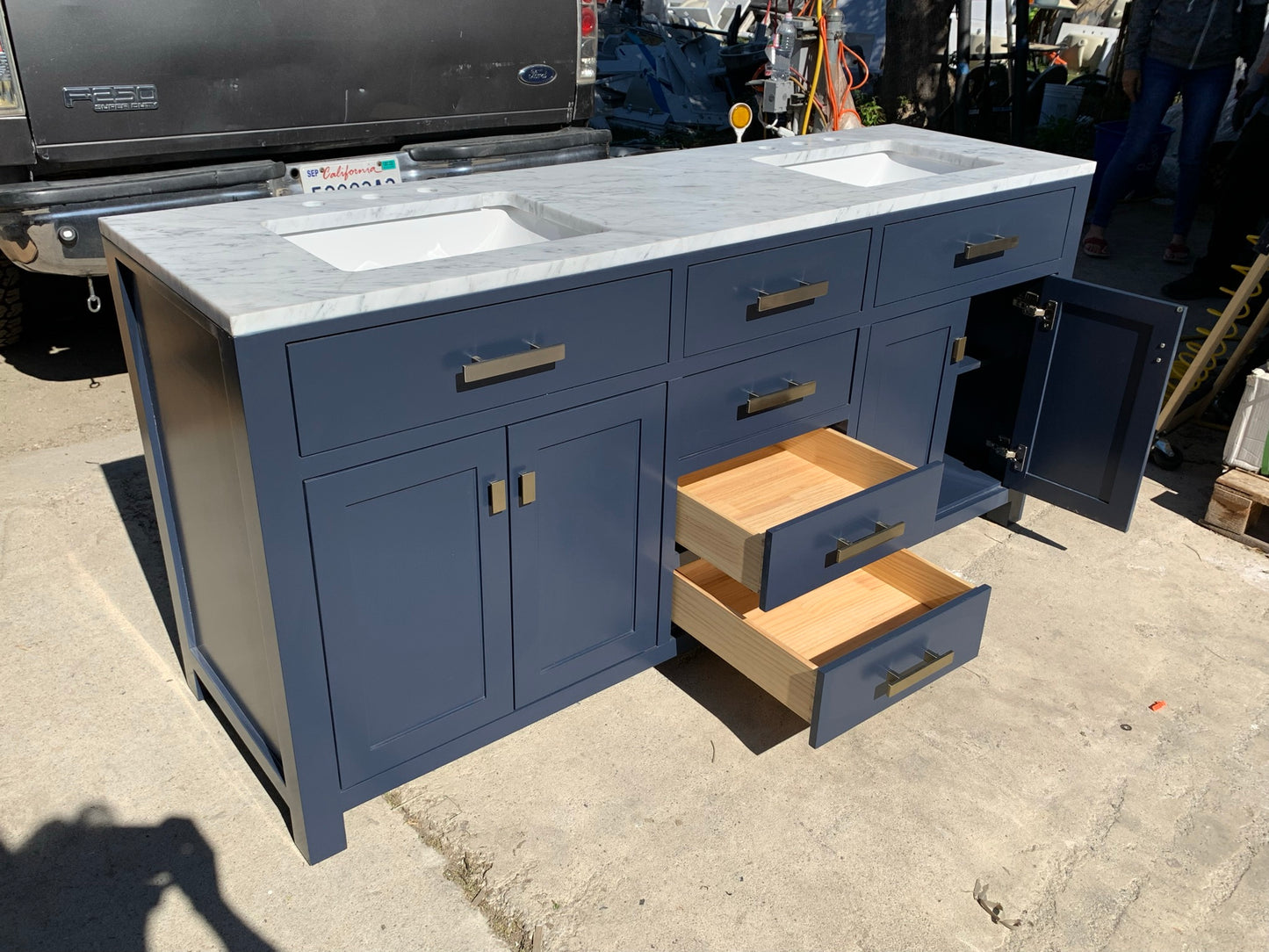 [CLEARANCE] Water Creation Madison Monarch Blue 72” Bathroom Vanity [BASE ONLY]