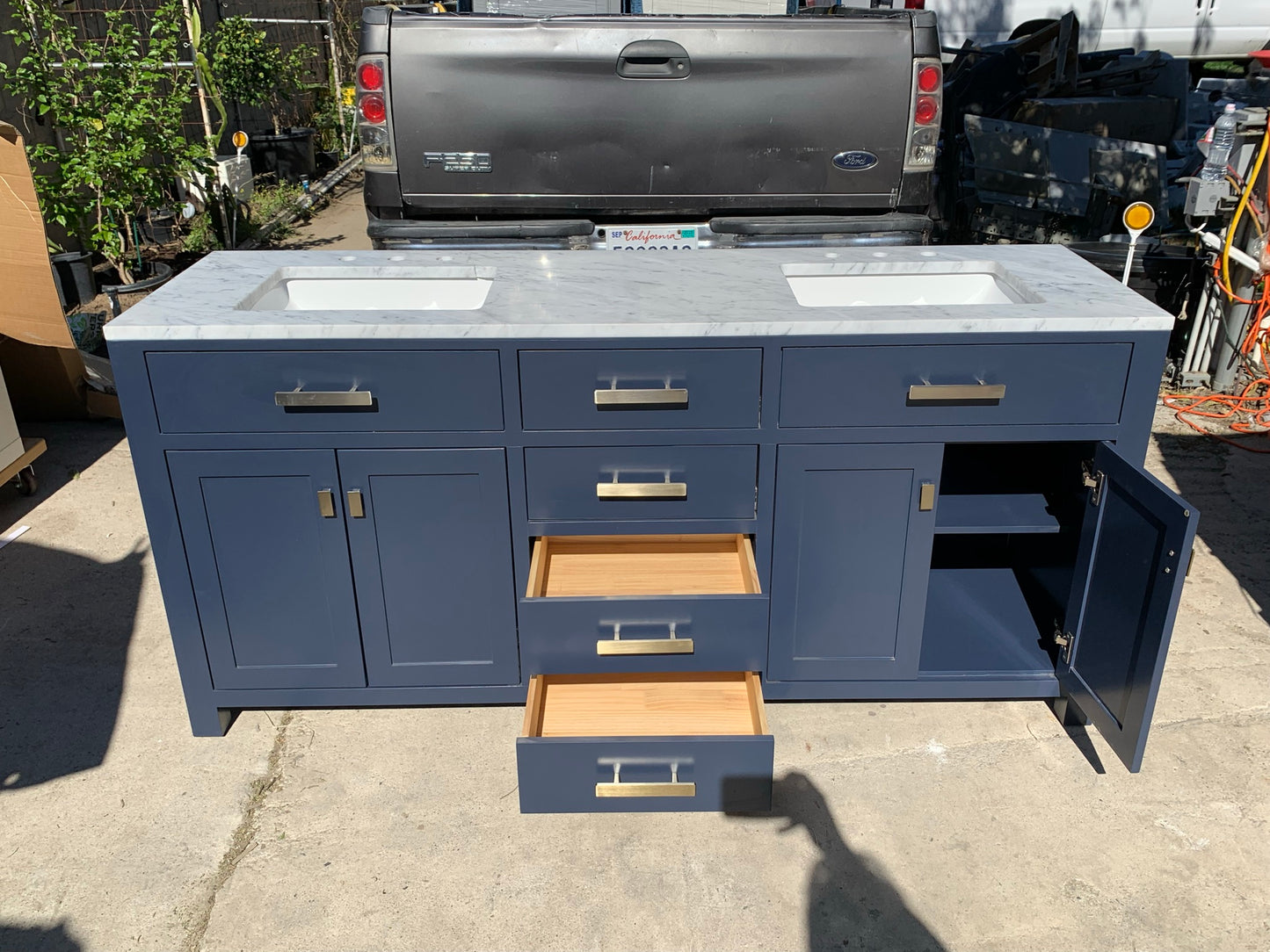 [CLEARANCE] Water Creation Madison Monarch Blue 72” Bathroom Vanity [BASE ONLY]