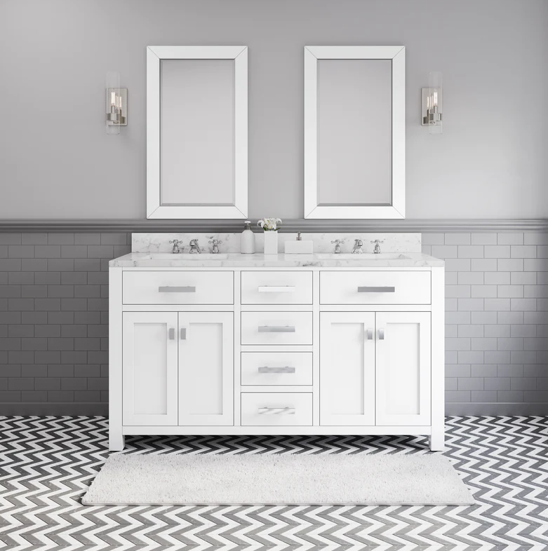 [CLEARANCE] Water Creation Madison Pure White 60" Bathroom Vanity [BASE ONLY]