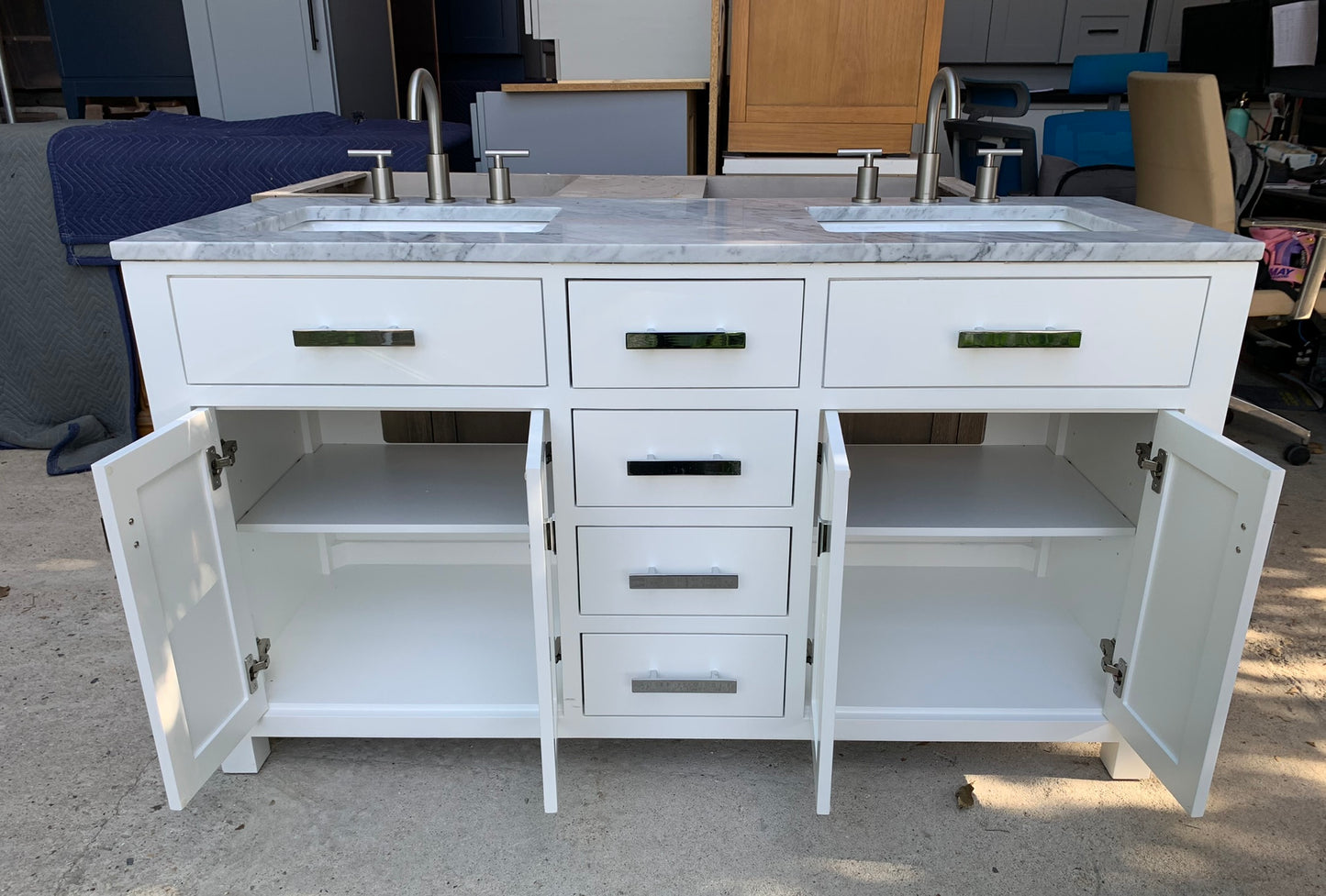 [CLEARANCE] Water Creation Madison Pure White 60" Bathroom Vanity [BASE ONLY]