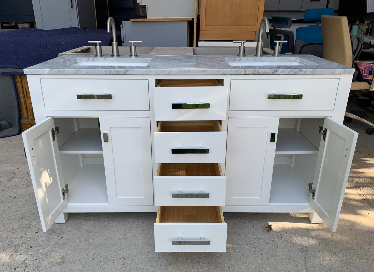 [CLEARANCE] Water Creation Madison Pure White 60" Bathroom Vanity [BASE ONLY]
