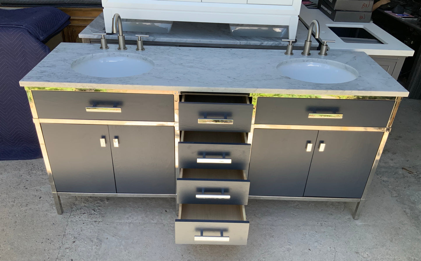 [CLEARANCE] Water Creation Marquis Monarch Blue 72” Bathroom Vanity [BASE ONLY]