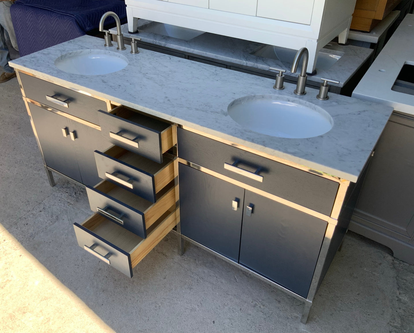 [CLEARANCE] Water Creation Marquis Monarch Blue 72” Bathroom Vanity [BASE ONLY]