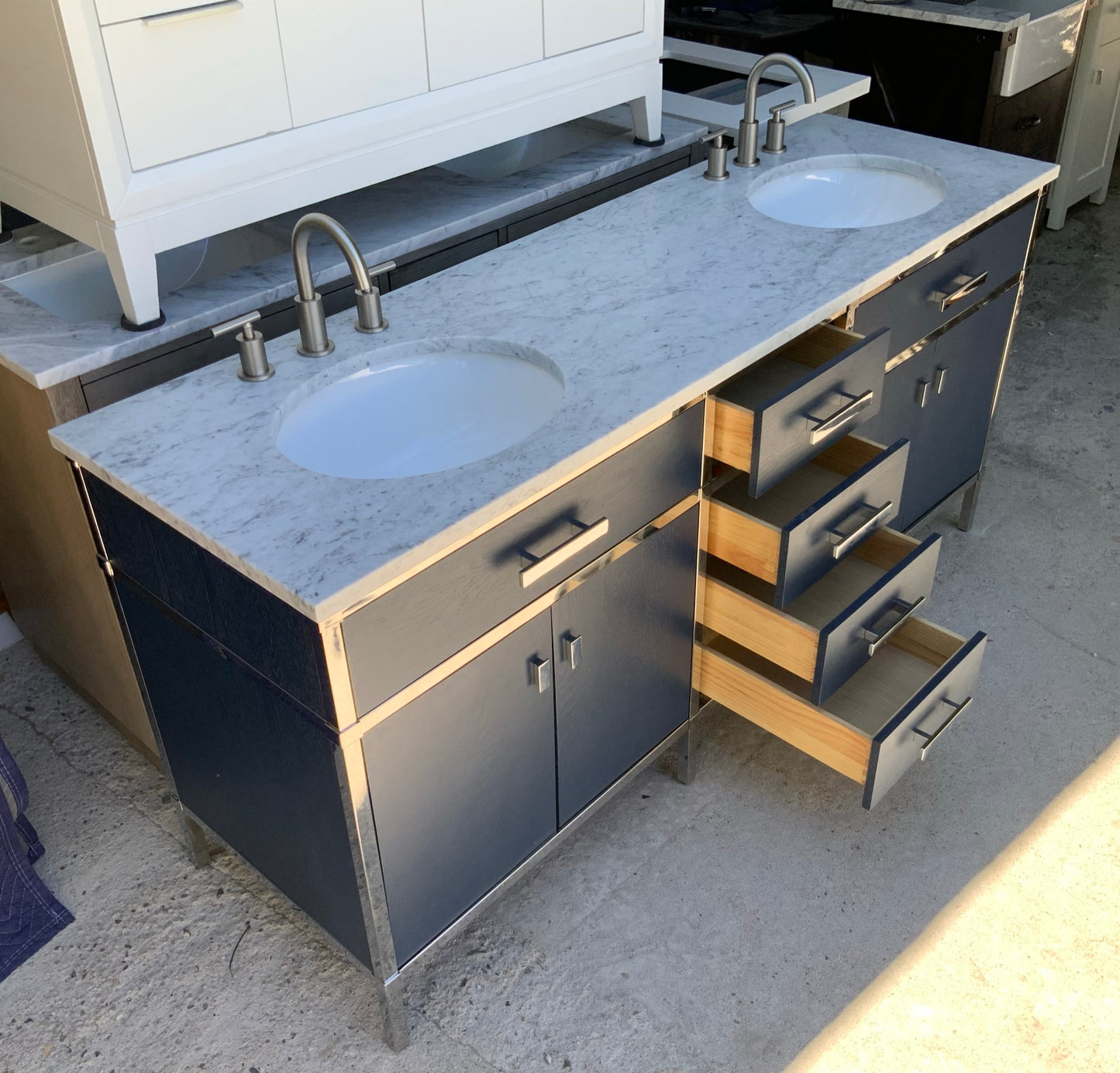 [CLEARANCE] Water Creation Marquis Monarch Blue 72” Bathroom Vanity [BASE ONLY]