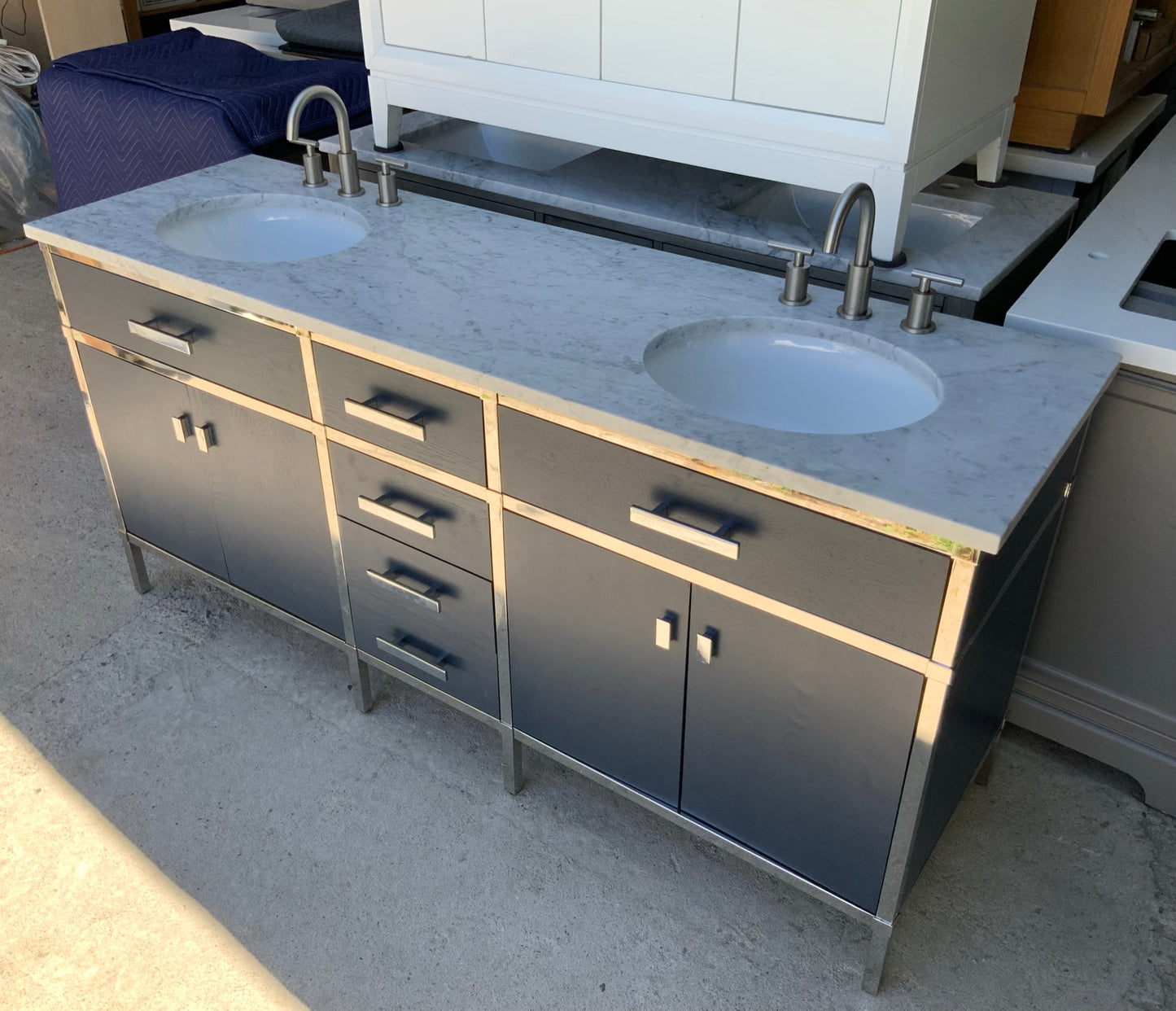 [CLEARANCE] Water Creation Marquis Monarch Blue 72” Bathroom Vanity [BASE ONLY]