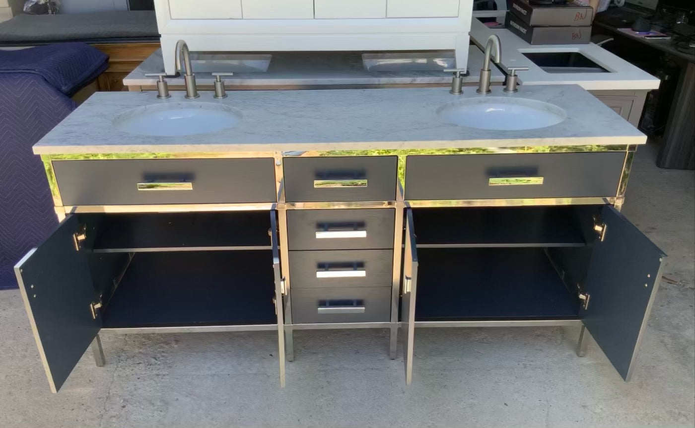 [CLEARANCE] Water Creation Marquis Monarch Blue 72” Bathroom Vanity [BASE ONLY]
