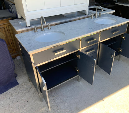 [CLEARANCE] Water Creation Marquis Monarch Blue 72” Bathroom Vanity [BASE ONLY]