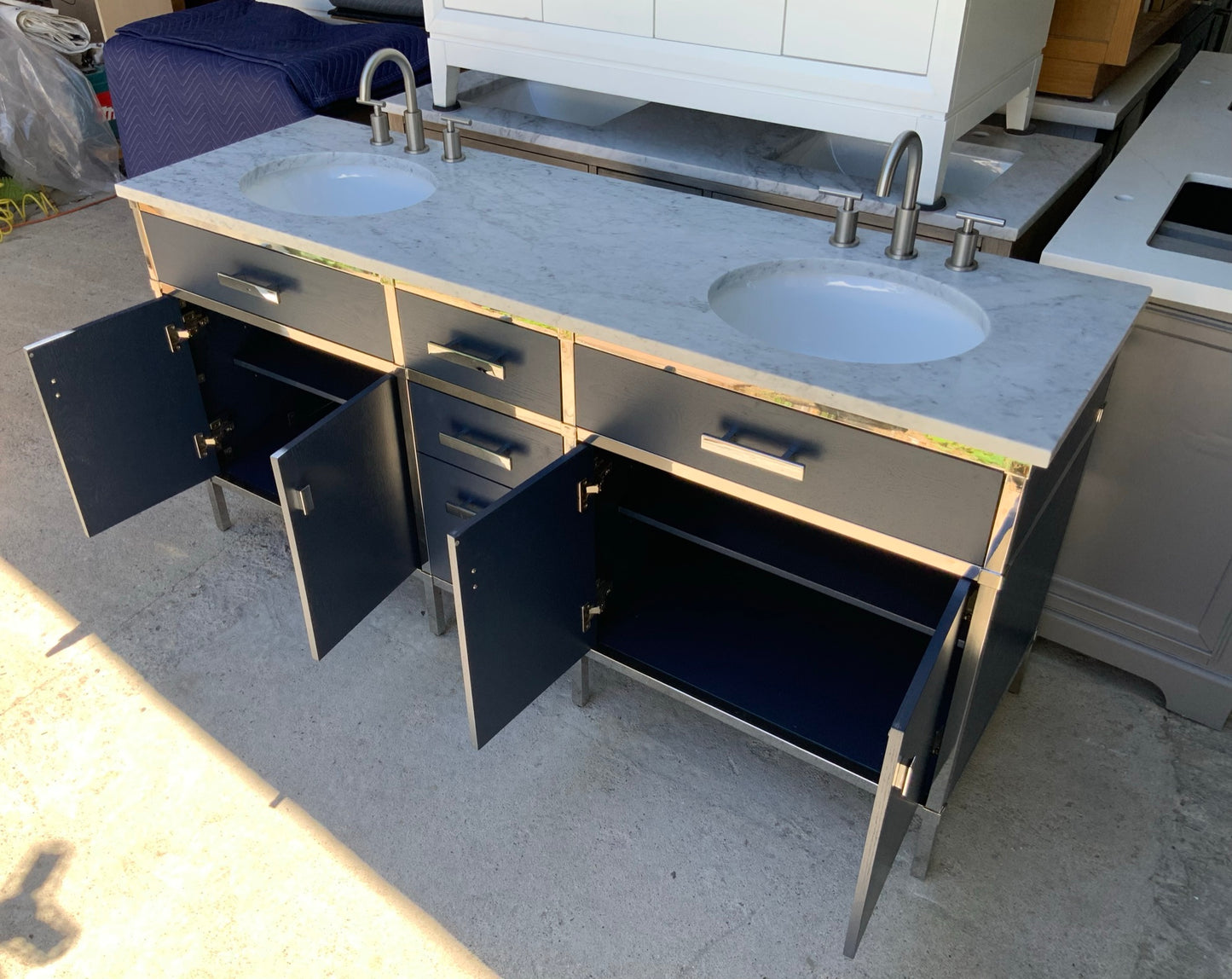 [CLEARANCE] Water Creation Marquis Monarch Blue 72” Bathroom Vanity [BASE ONLY]