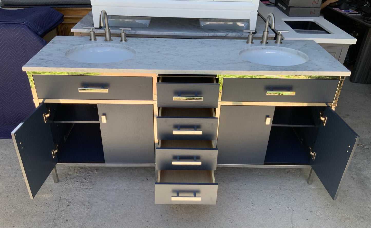 [CLEARANCE] Water Creation Marquis Monarch Blue 72” Bathroom Vanity [BASE ONLY]
