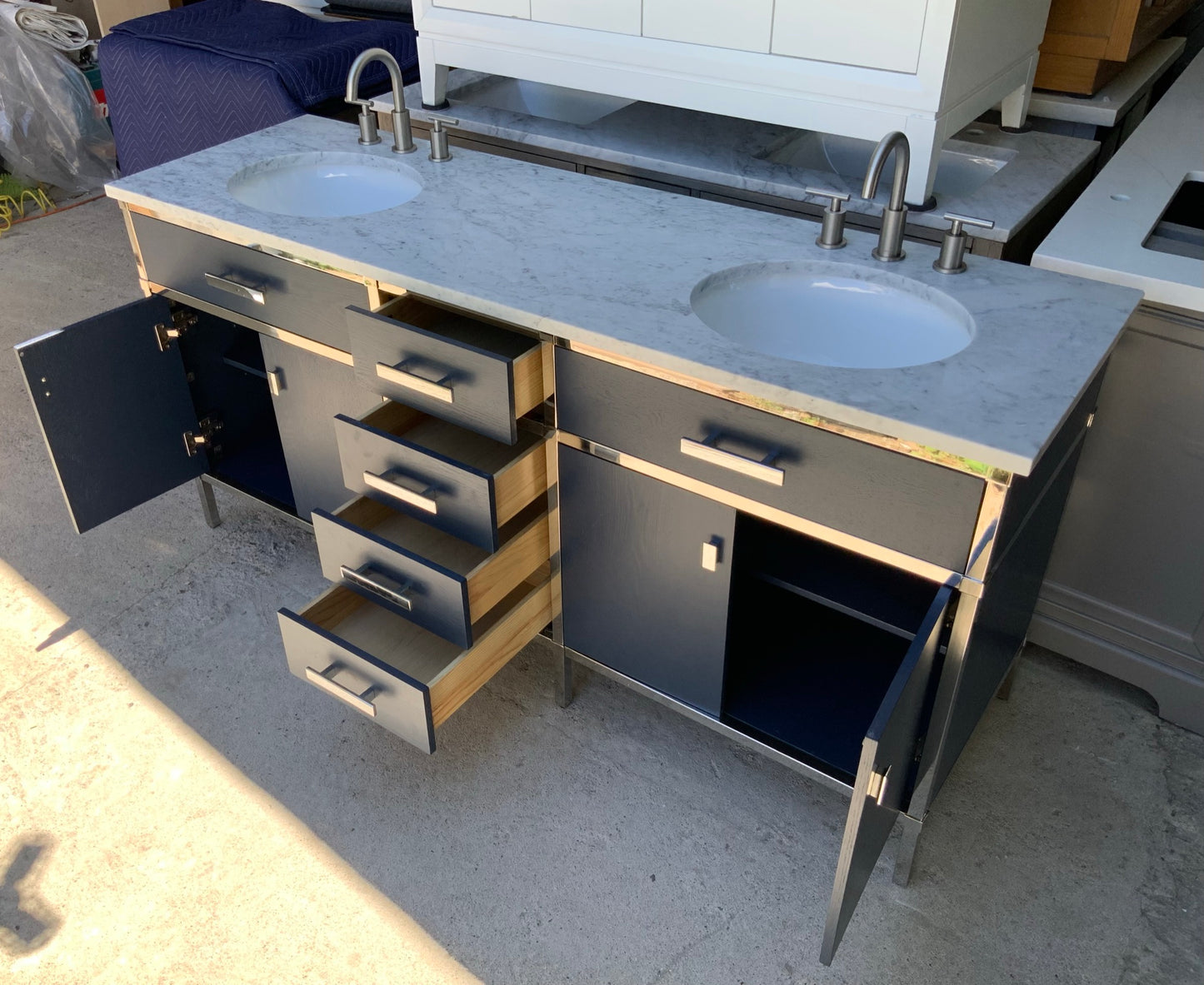 [CLEARANCE] Water Creation Marquis Monarch Blue 72” Bathroom Vanity [BASE ONLY]