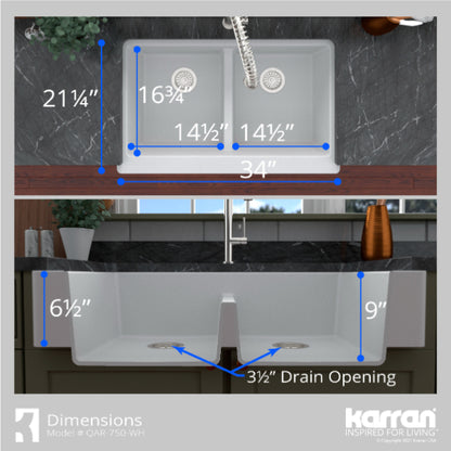 Petrodust 34" Quartz Composite Retrofit Apron / Farmhouse Kitchen Sink