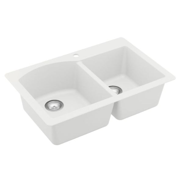 Stonera 32" Quartz Composite Top Mount Double Basin Kitchen Sink