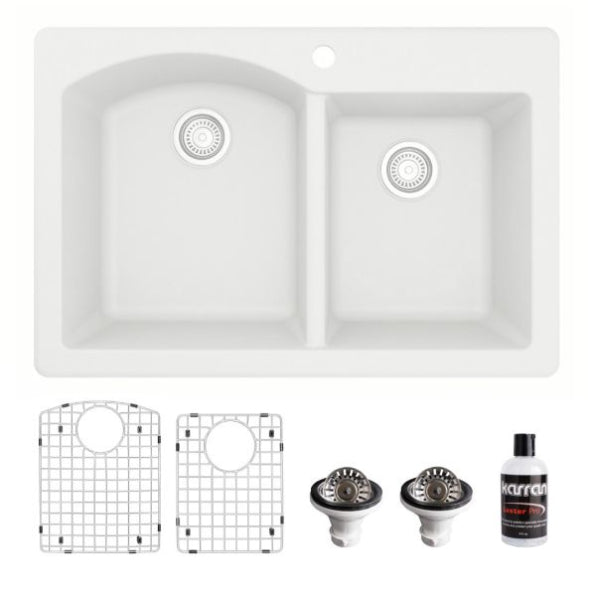 Stonera 32" Quartz Composite Top Mount Double Basin Kitchen Sink