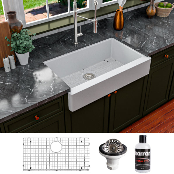 Petrodust 34" Quartz Composite Retrofit Apron / Farmhouse Kitchen Sink