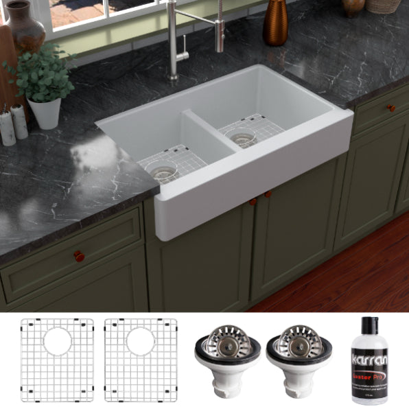 Petrodust 34" Quartz Composite Retrofit Apron / Farmhouse Kitchen Sink