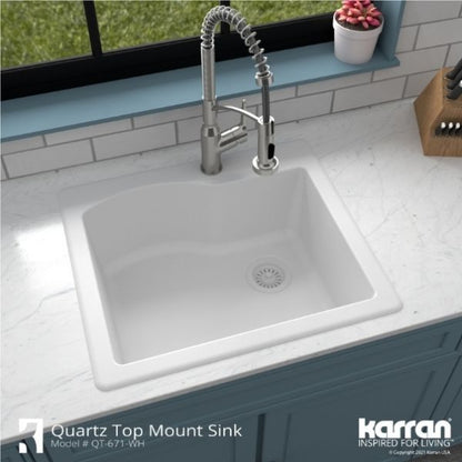 Stonera 24" Quartz Composite Top Mount Kitchen Sink