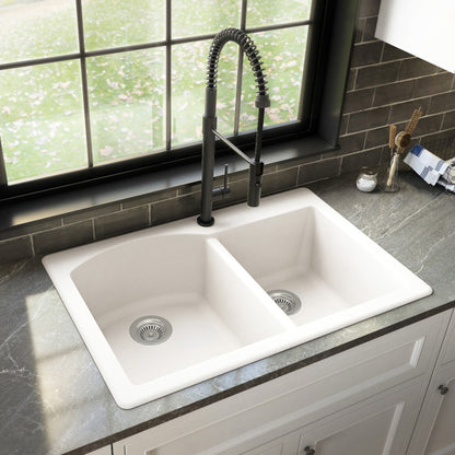 Stonera 32" Quartz Composite Top Mount Double Basin Kitchen Sink