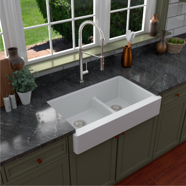 Petrodust 34" Quartz Composite Retrofit Apron / Farmhouse Kitchen Sink