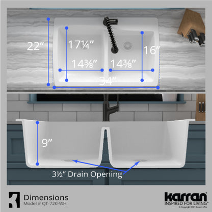 Tidal 34" Quartz Composite Top Mount Kitchen Sink