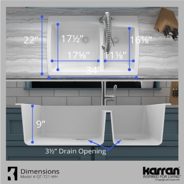 Tidal 34" Quartz Composite Top Mount Kitchen Sink