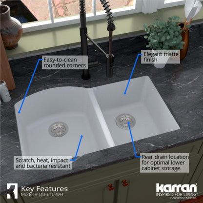 Stonera 32" Quartz Composite Undermount Double Basin Kitchen Sink