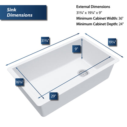 Essence 32" Quartz Composite Undermount Kitchen Sink