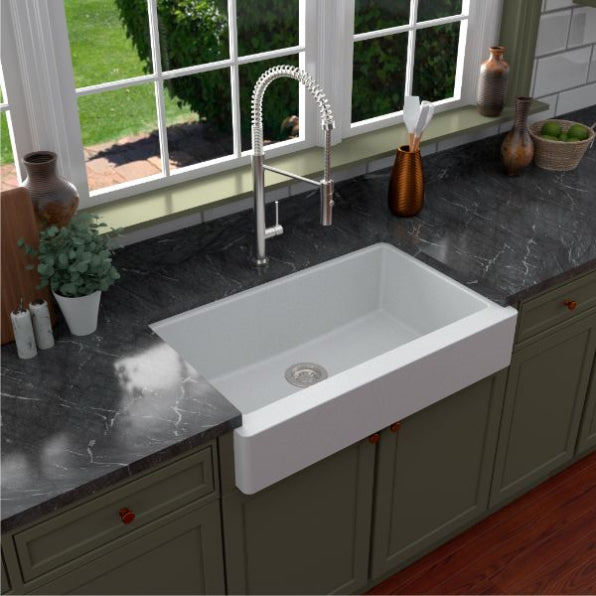 Petrodust 34" Quartz Composite Retrofit Apron / Farmhouse Kitchen Sink