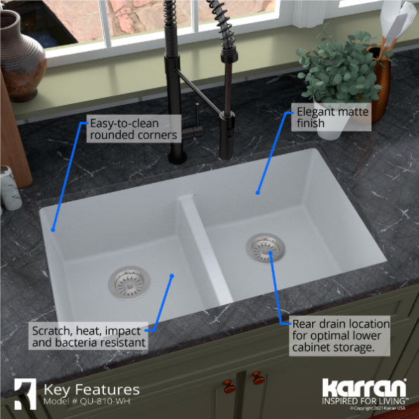 Essence 32" Quartz Composite Undermount Kitchen Sink