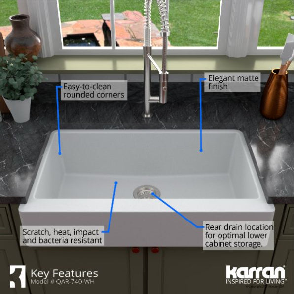 Petrodust 34" Quartz Composite Retrofit Apron / Farmhouse Kitchen Sink