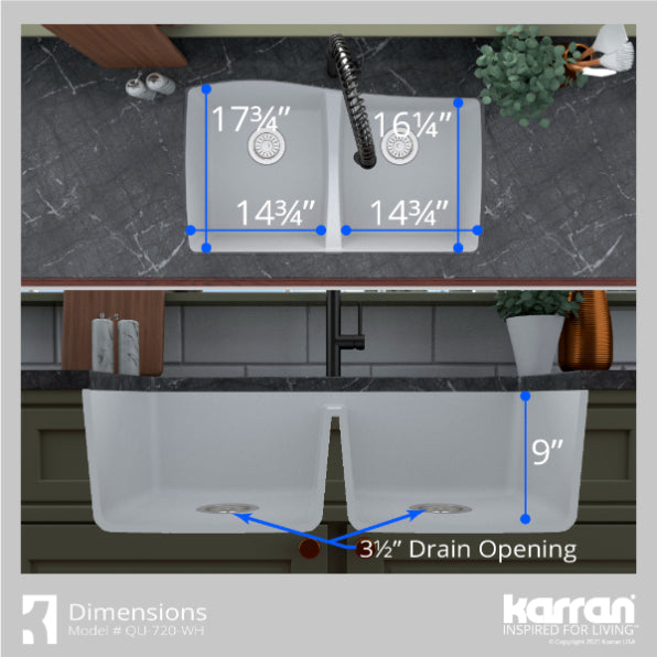 Tidal 34" Quartz Composite Undermount Kitchen Sink