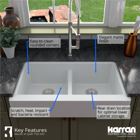 Petrodust 34" Quartz Composite Retrofit Apron / Farmhouse Kitchen Sink