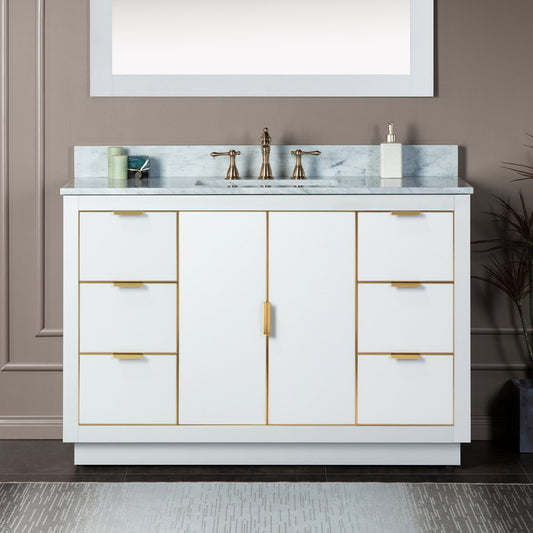 Venice 48" Freestanding Bathroom Vanity with Natural Carrara Marble Top