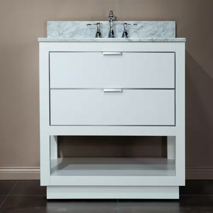 Venice 30" Freestanding Bathroom Vanity with Natural Carrara Marble Top