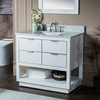 Venice 42" Freestanding Bathroom Vanity with Natural Carrara Marble Top