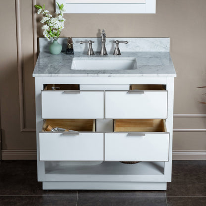 Venice 42" Freestanding Bathroom Vanity with Natural Carrara Marble Top