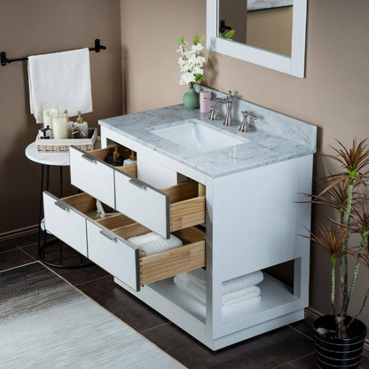 Venice 36" Freestanding Bathroom Vanity with Natural Carrara Marble Top