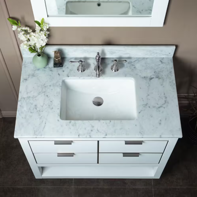 Venice 36" Freestanding Bathroom Vanity with Natural Carrara Marble Top