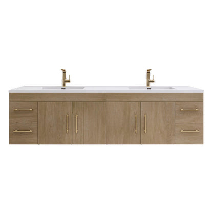 Elsa 84" Wall Mounted Bathroom Vanity with Reinforced Acrylic Integrated Sink Top