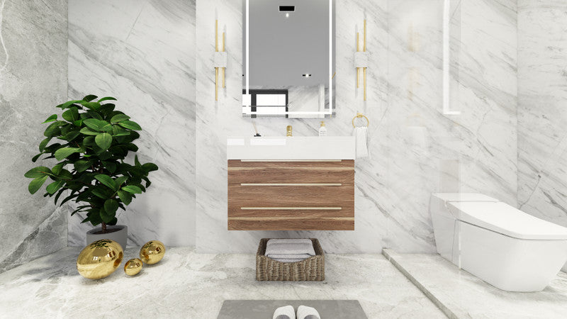 Bethany 30" Wall Mounted Bathroom Vanity with Reinforced Acrylic Integrated Sink Top