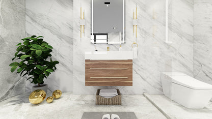 Bethany 30" Wall Mounted Bathroom Vanity with Reinforced Acrylic Integrated Sink Top