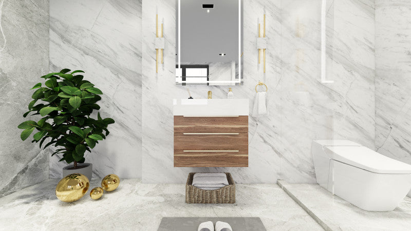 Bethany 24" Wall Mounted Bathroom Vanity with Reinforced Acrylic Integrated Sink Top