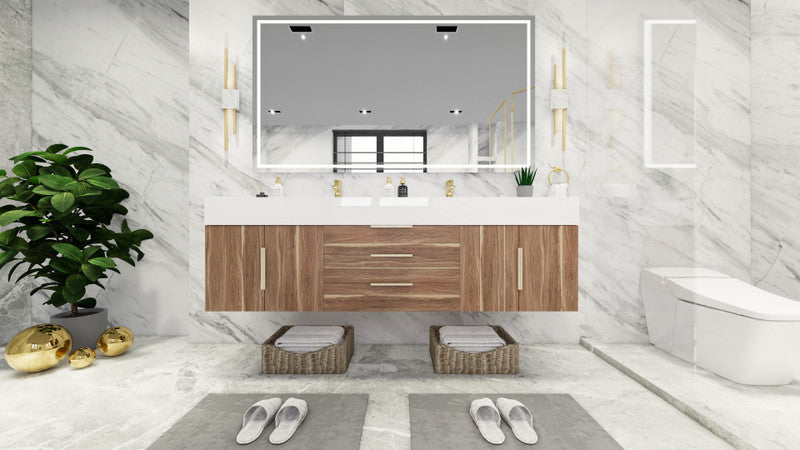 Bethany 72" Wall Mounted Bathroom Vanity with Reinforced Acrylic Integrated Sink Top